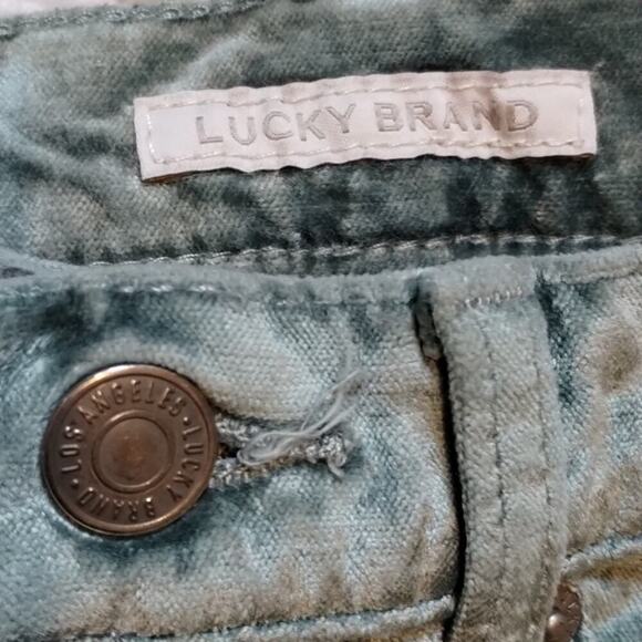 Lucky Brand Crushed Pastel Green Velvet Ava Skinny Jean Pants 0/24 Rare Find - Picture 7 of 16